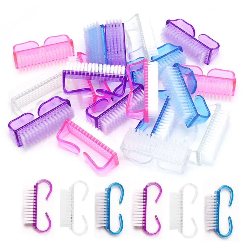 100PCS Plastic Hand Nail Art Brushes Colorful Makeup Scrubbing Shoes Cleaning Brush Dust Art Manicure Soft Remover Beauty Tools