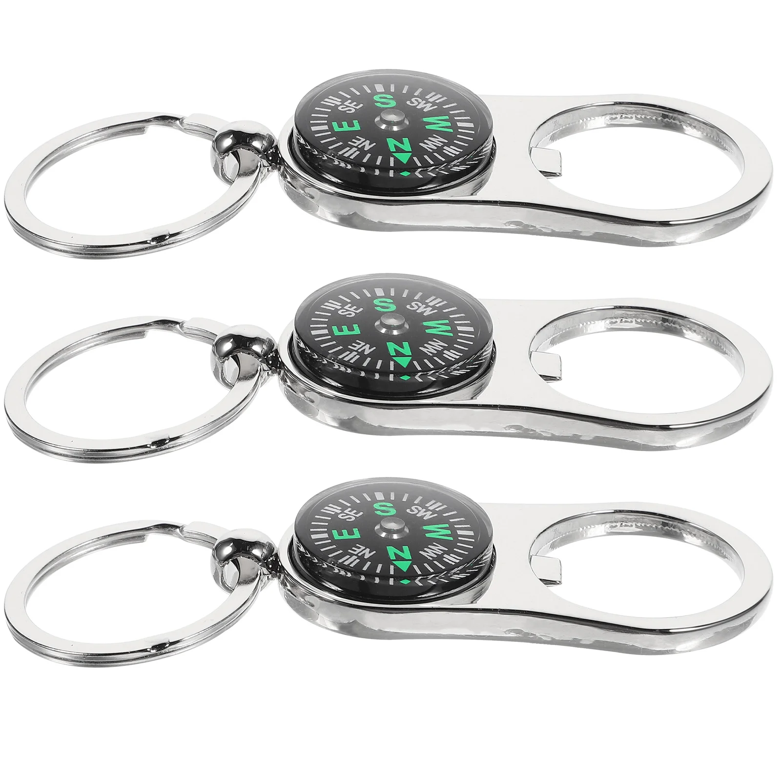 

3 Pcs Compass Keychain Keyring Bag Charm Decoration Car Holder Hanging Decorations Alloy