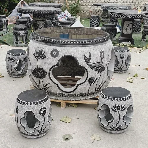 Stone Table and Chair Courtyard Garden Natural Bluestone Antique Outdoor Stone Table Stool Tea Table Home Ornaments