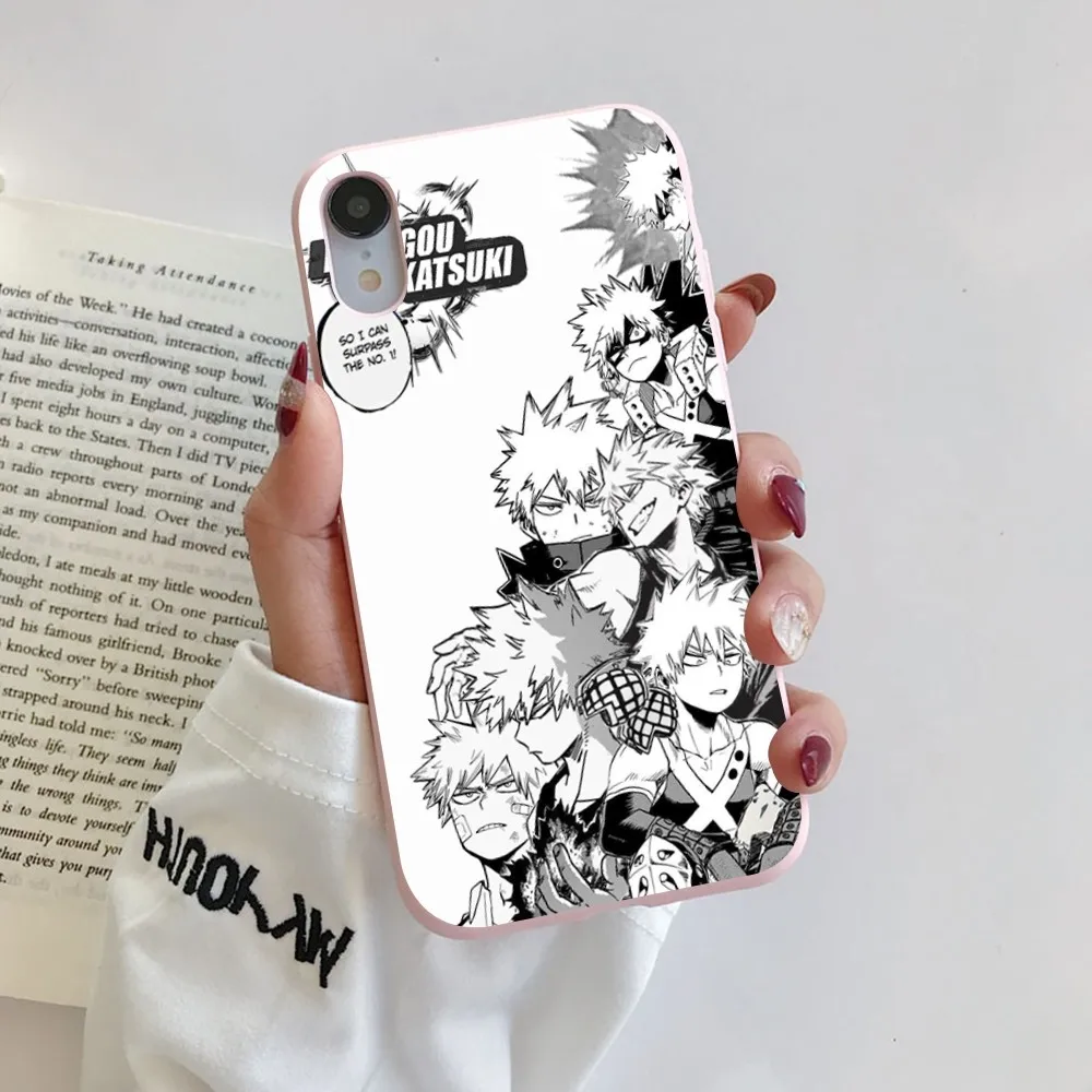 Anime B-Bakugo Katsuki  Phone Case for iPhone 14 11 12 13 Mini Pro Xs Max 8 7 6 6S Plus X XR Solid Candy Color Case