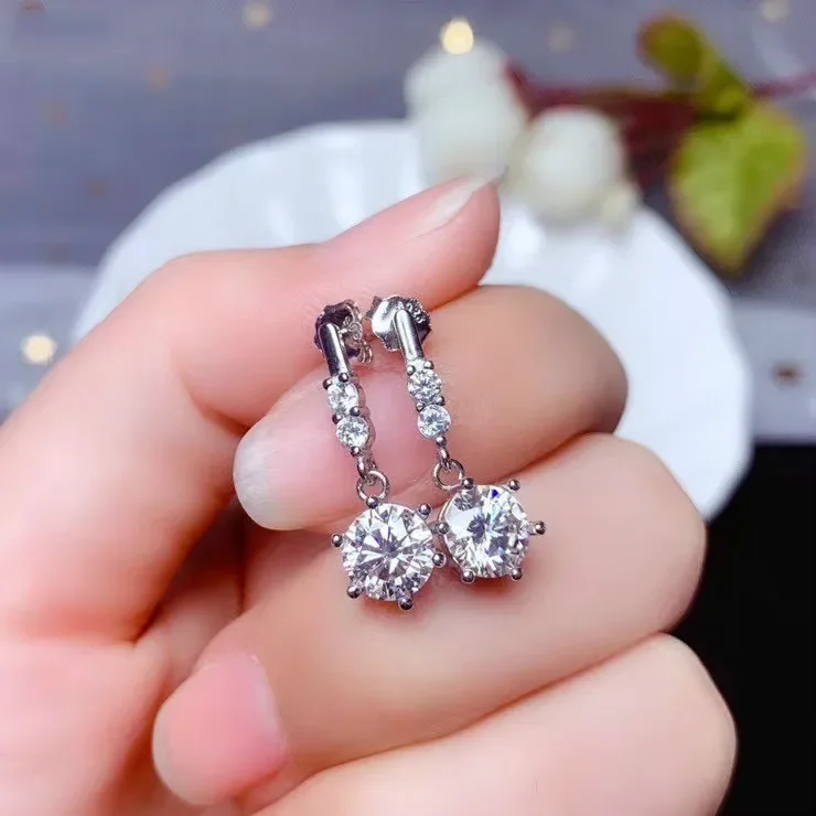 Moissanite Earrings 925 Sterling Silver Women's Gift Sales with Free Shipping Clearance Sale