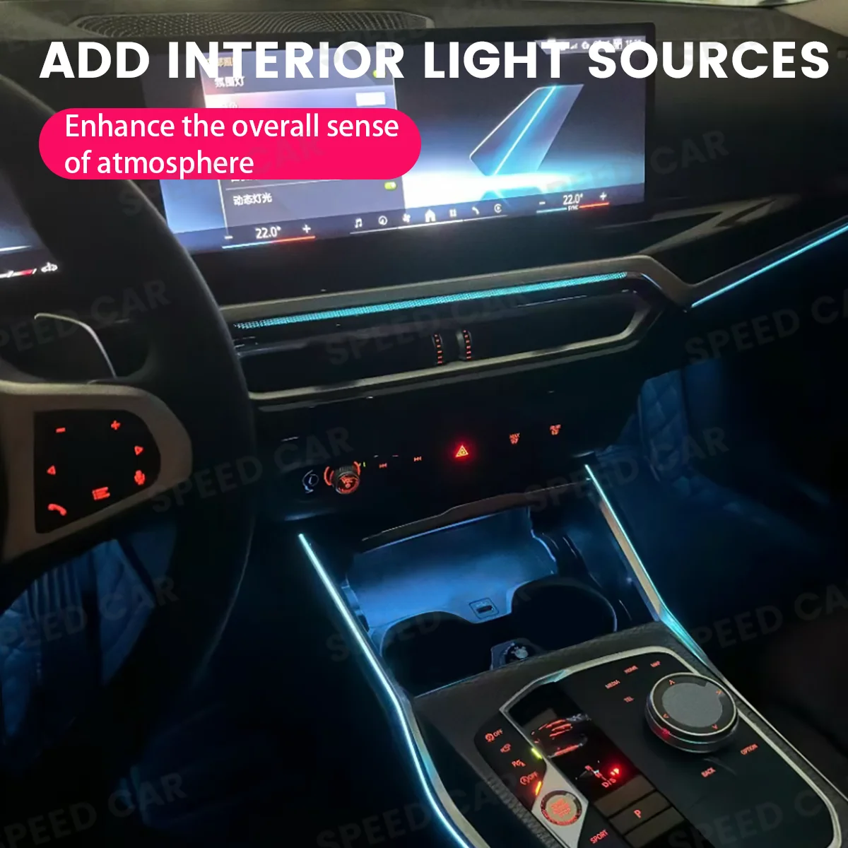 LED Car Vents for BMW 2023+ G20 G22 G80 G82 I3 I4 M3 M4 11 Colors Air Outlet Grille Compatible with Multiple Models
