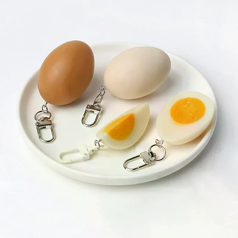 Creative Simulation Food Boiled Egg Keychain Delicious Pendant Backpack Hanging Decoration Accessories Personality Pendant Gifts
