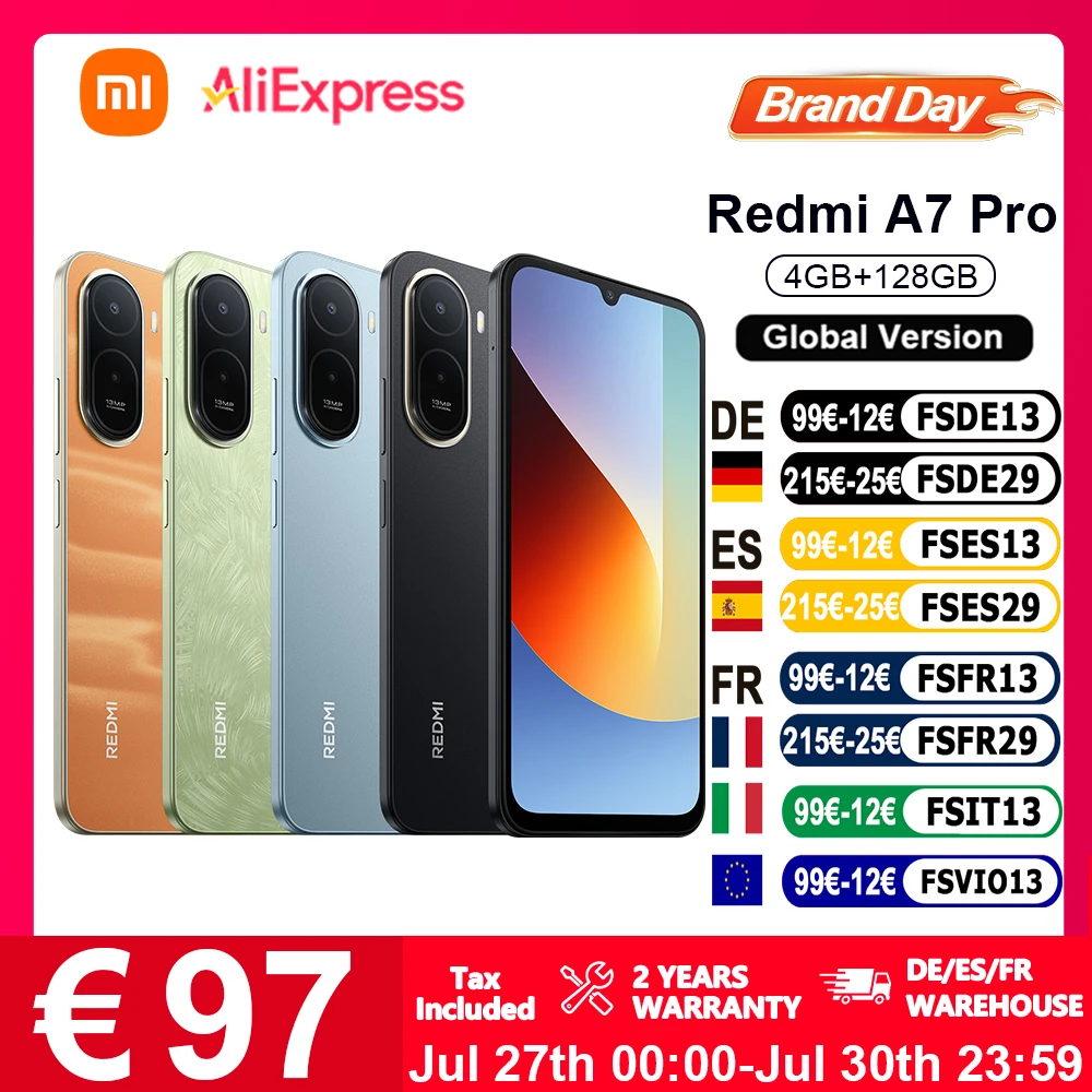 Xiaomi Versione globale Redmi A7 Pro Smartphone 6.9" con doppia fotocamera AI da 13MP, batteria da 6000mAh, alimentato da HyperOS, potente processore 