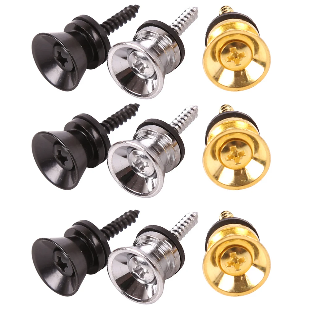 

9 Pcs Guitar Strap Buckle Button Lock Set Copper Black Silver Anti Fall Pegs for Electric Bass Guitar Accessories
