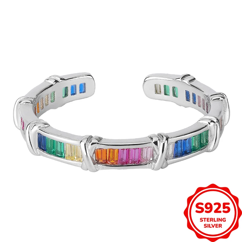 

Модное и универсальное женское кольцо из серебра S925 с квадратным цирконием, для повседневной носки