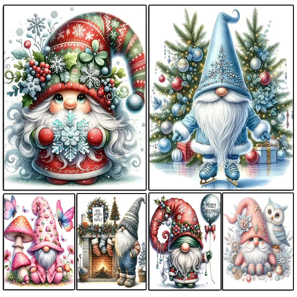 Merry Christmas 5d Diamond Painting New Arrival Cartoon Gnome Cute Santa Full Diamond Art Embroidery Mosaic Cross Stitch Kits