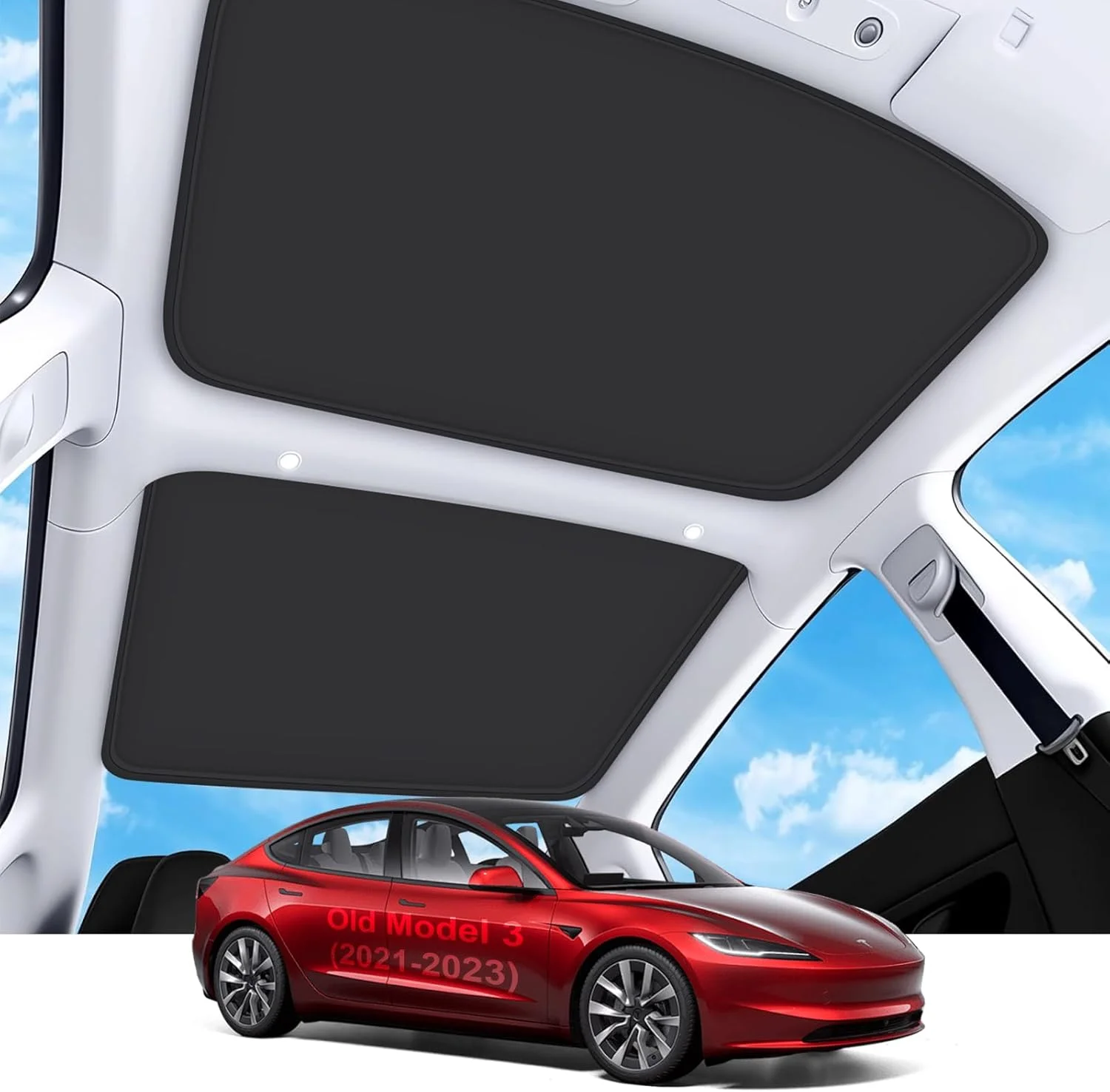 Upgraded Sunshade for Tesla Model 3 2017-2024 - Sunroof Shade Heat Insulation Uv Block, Roof Sunshades for Model 3 Accessories