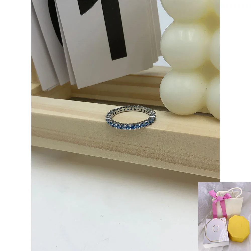 

New fashion hot selling Matrix round cut blue ring romantic holiday party gift