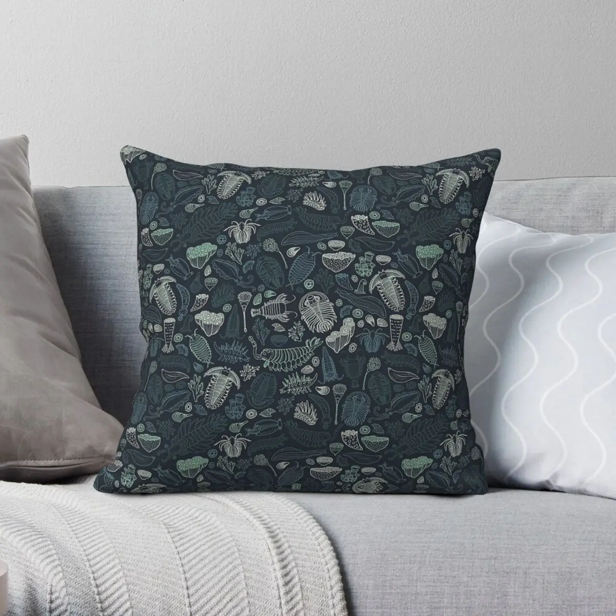 Cambrian Fauna Fossil Square Pillowcase Polyester Linen Velvet Printed Zip Decor Pillow Case Car Cushion Cover 18