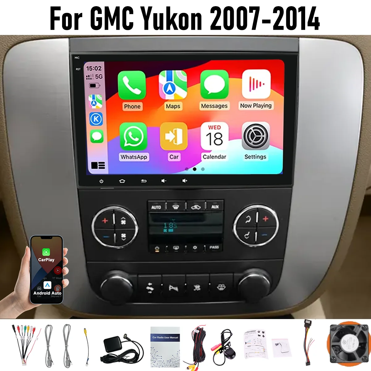 

8“ Apple CarPlay Android auto 6-128GB (8CORE) For GMC Yukon 2007-2014 Screen Android15 Head Unit GPS Navigation Radio