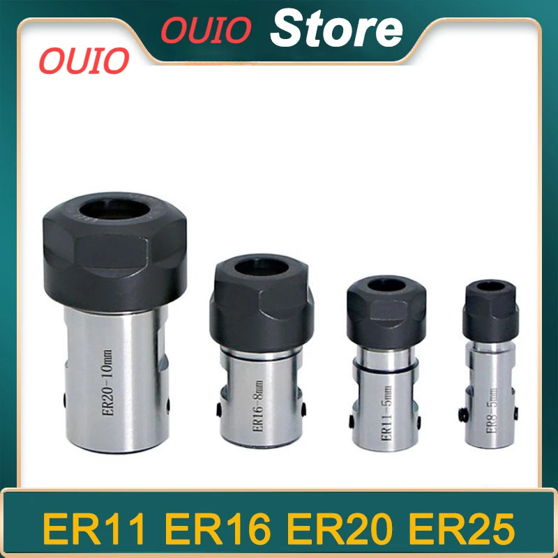 OUIO-Chuck Pinça Eixo Motor Eixo Haste de Extensão, Eixo Chuck Tool Set, ER8, ER11, ER16, ER20, ER25, 4mm, 5mm, 6mm, 8mm