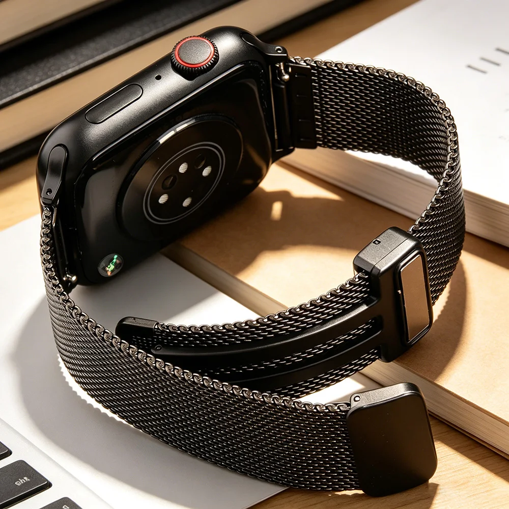 Milanese Magnetisches Faltarmband für Apple Watch 49mm 46mm 45mm 44mm 42mm 41mm 40mm Armband iWatch Ultra SE 11 10 9 8 7 6 5 4