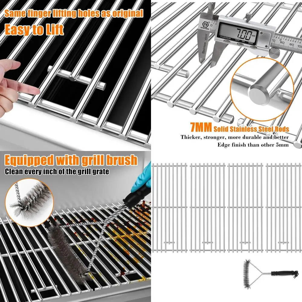

Решетки для гриля из нержавеющей стали для 4-конфорочных грилей, совместимые с моделями Angus и Outlaw, в комплекте с щеткой для гриля