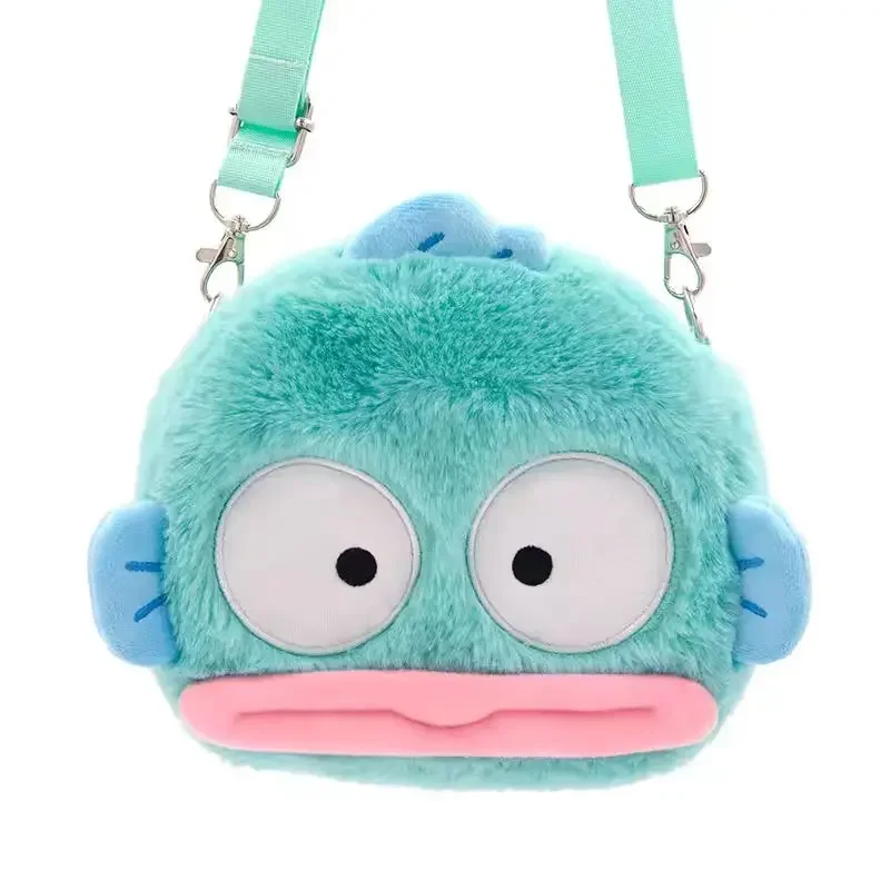 Sanrio Anime Hangyodon Kawaii Plush Doll Crossbody Bag Cartoon Girls Children Winter Warm Shoulder Drawstring Coin Purse Gifts