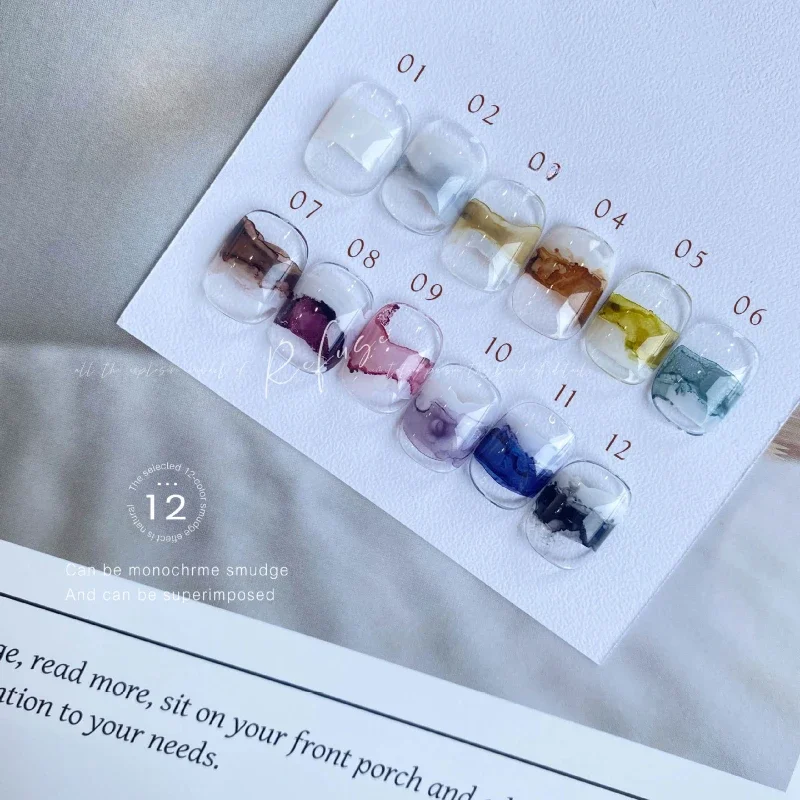 12Color 15ml Nail Blooming Liquid Air Dry Nail Art Design Supply Water Color Ink Smoke Effect Painting Nail Polish Gel varnishes