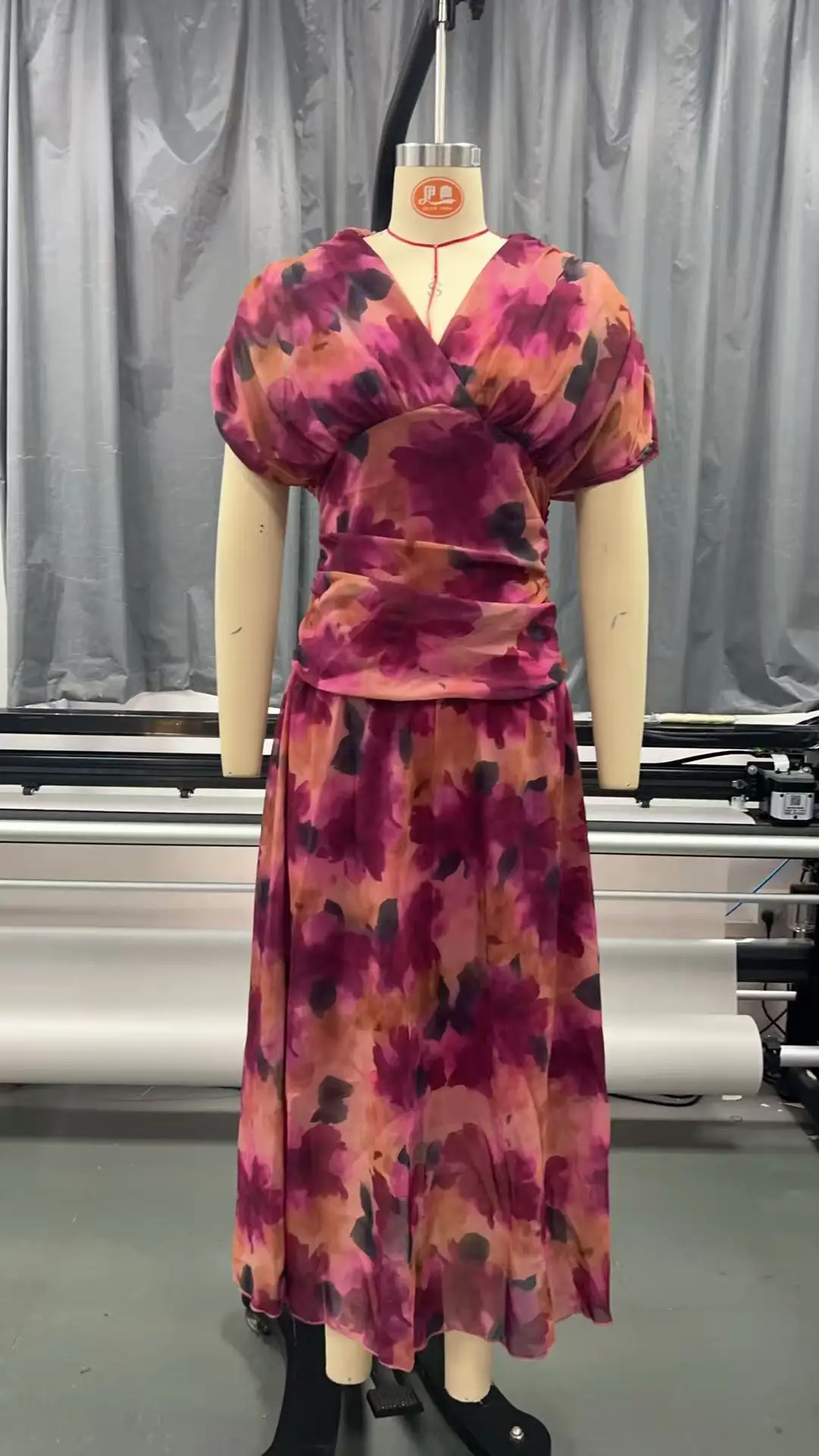 Elegant Off Shoulder Chiffon Maxi Dress Women's Solid V Neck Short Sleeve Floral Print Mesh Slim Wedding Guest Party Long Dress