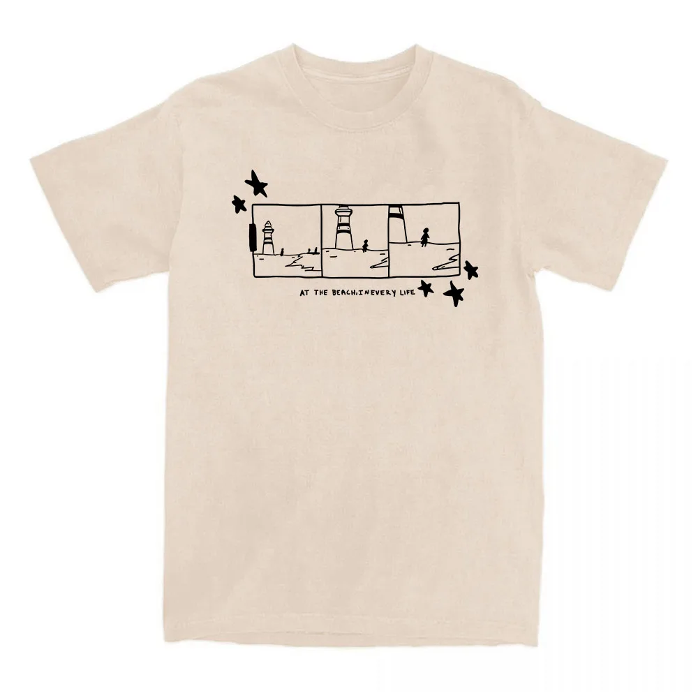 Gigi Perez Lighthouse Panel T-Shirt At The Beach, in Every Life Printing Tshirts Women CottonSummer O-neck T Shirt  Unisex Tees