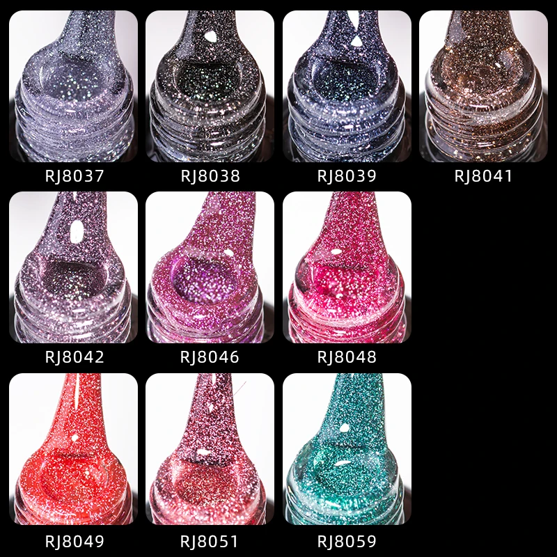 RS Nail 10ml Glitter Gel Nail Polish Semi Permanent Reflection Sequins Soak Off UV Gel Colorful DIY Nail Art Gel Varnishes - Image 2