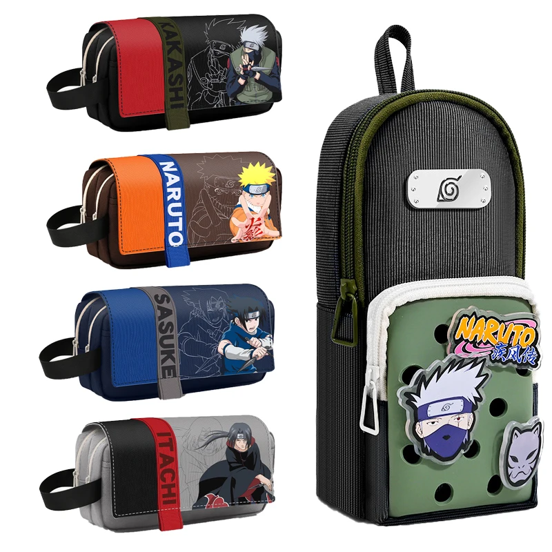 Anime Naruto Oxford-Stoff Federmäppchen Hochwertiges Schul-Schreibwaren-Etui Anime-Zubehör Großes Federmäppchen