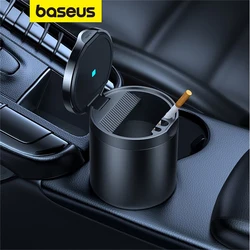 Baseus Car Ashtray Rechargeable LED Light Alloy Ash Tray Aluminum Cup Portable Smokeless Auto Ashtray Cigarette Holder Box