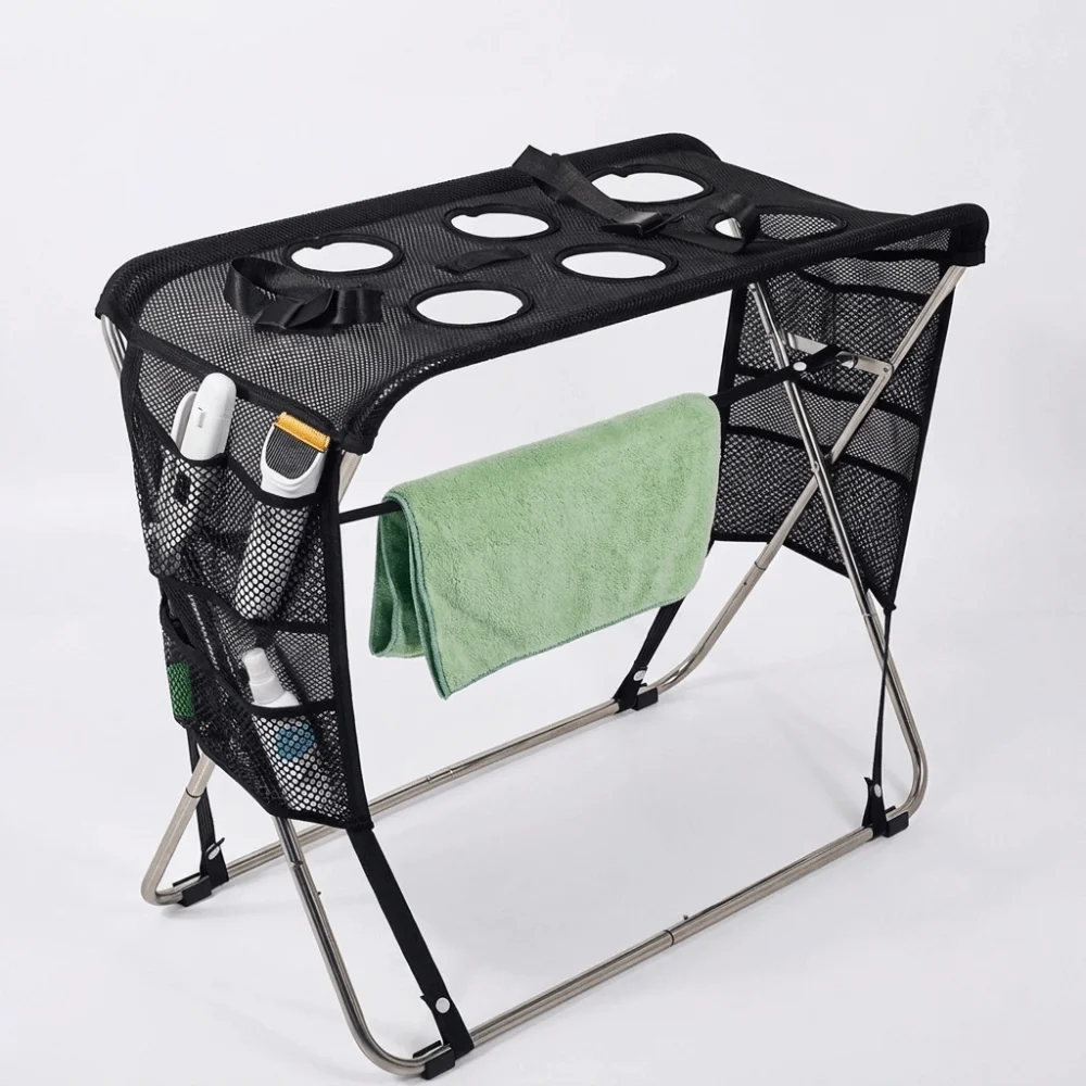 Folding Pet Grooming Hammock Quick Dry Mesh Anti-Scratch Dog Grooming Table Multi Hole Detachable Pet Bathing Rack Cat Grooming