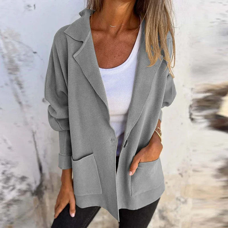 Abito autunnale giacca da donna cappotto temperamento donna manica lunga blazer con bottoni in tinta unita per donna Outwear