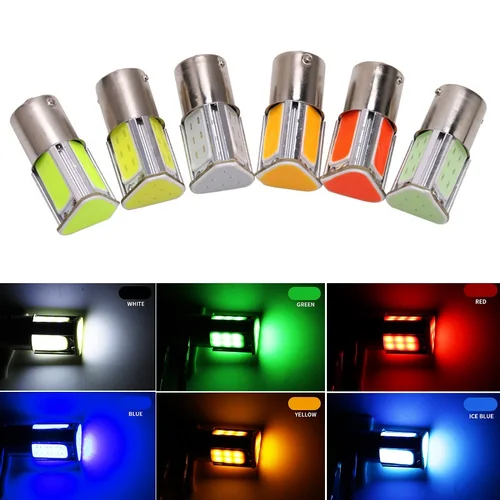 1x S25 P21W PY21W Ba15s 1156 Bay15d 1157 LED COB para bombillas de coche luz de señal de giro 12V lámpara de estacionamiento inverso de freno rojo amarillo blanco