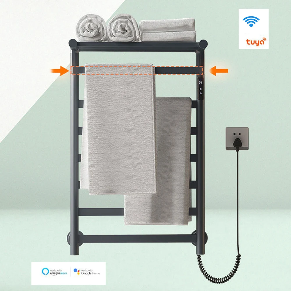 Tuya Smart Electric Towel Rack Bathroom Electric Towel Rail Smart Towel Dryer Bath Towel Radiator Wifi Control Heated Towel Rack