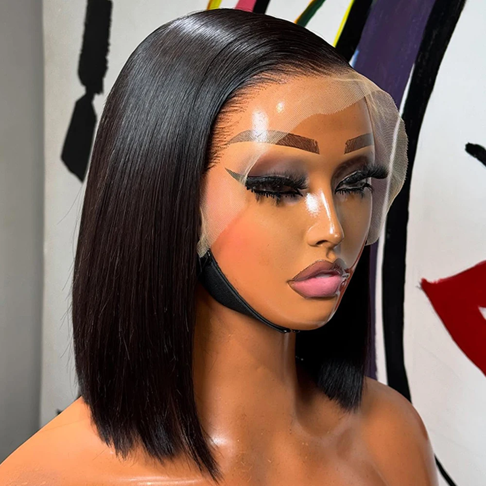 البرازيلي العظام مستقيم قصير Bobs 13x4 الدانتيل الجبهة الباروكات 250% الكثافة 13x6 HD الدانتيل الشفاف أمامي خصلات الشعر المستعار الإنسان للنساء