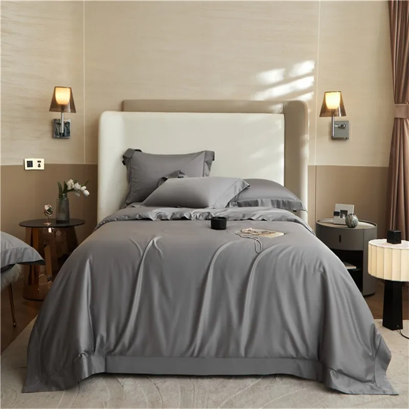 

1200TC Long Staple Cotton Premium Quality Solid Plain Bedding set Hotel Quality Ultra Soft Duvet Cover Bed Sheet Pillowcases