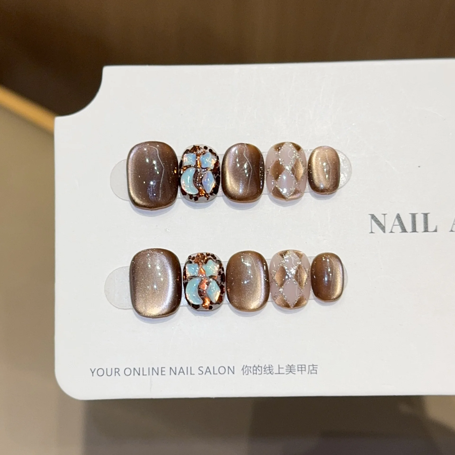 10Pcs Autumn Short Lovely Cat - Nail Art Cat Eye Simple ulasan dan harga