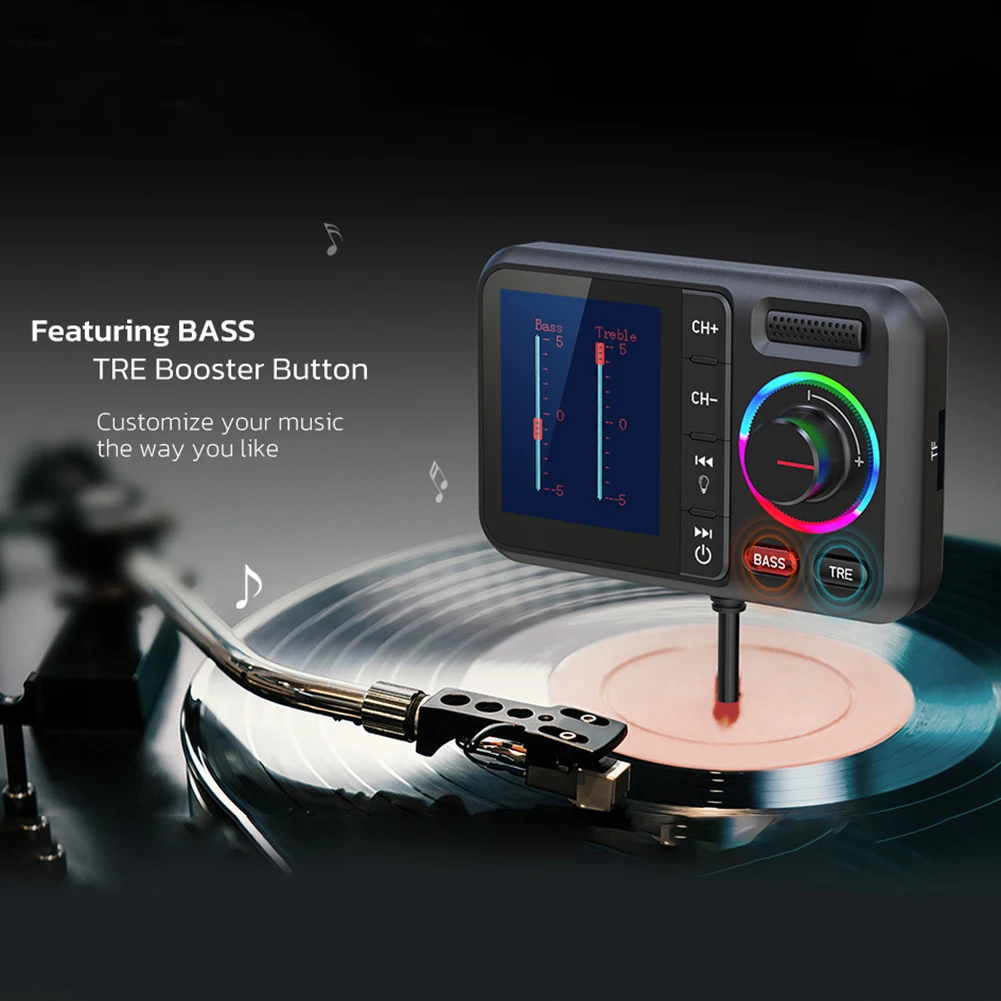 

Audio Transmitter Hands-free Car MP3 Player Black Wireless FM Transmitter 12-24V Voltage CVC Noise Cancellation