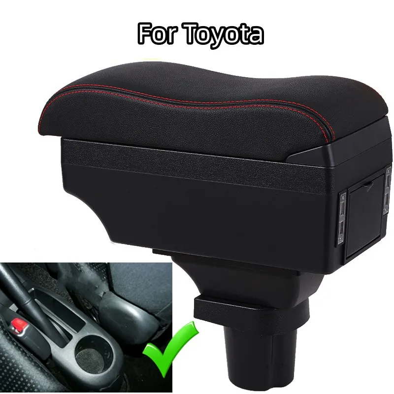 Armrest Arm Rest For Toyota Yaris Vitz Hatchback 1998-2011 Centre Console Storage Box with USB LED 1999 2000 2001 2002 2003 2004