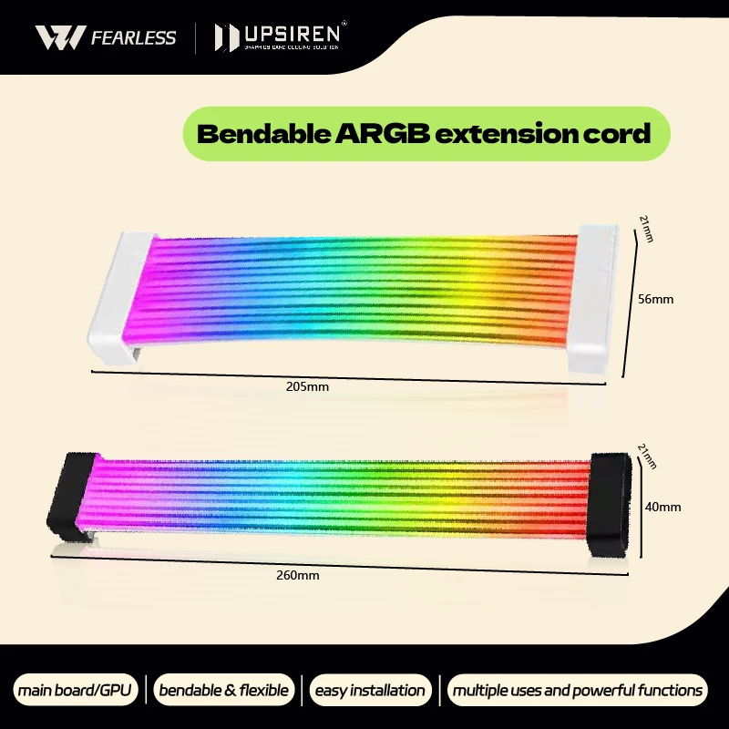 

UPSIREN Гибкий на 360° ° Световая плата ARGB, подходит для видеокарты, 8-контактная 24-контактная материнская плата, декоративная световая полоса, аксессуары для ПК