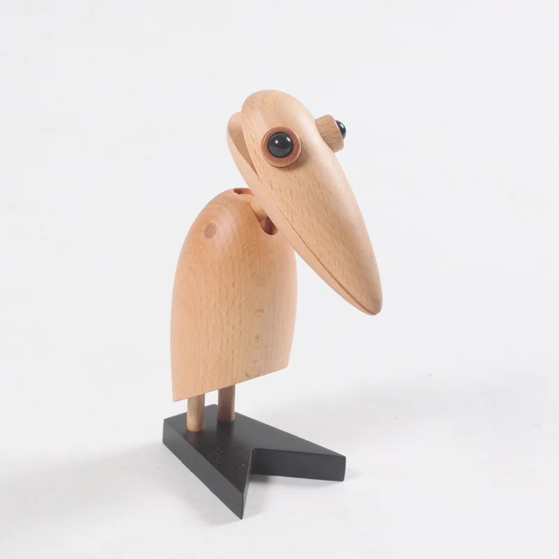 Card Holder Solid Wood Small Gifts Office Wood Crafts Woodpecker Decoration