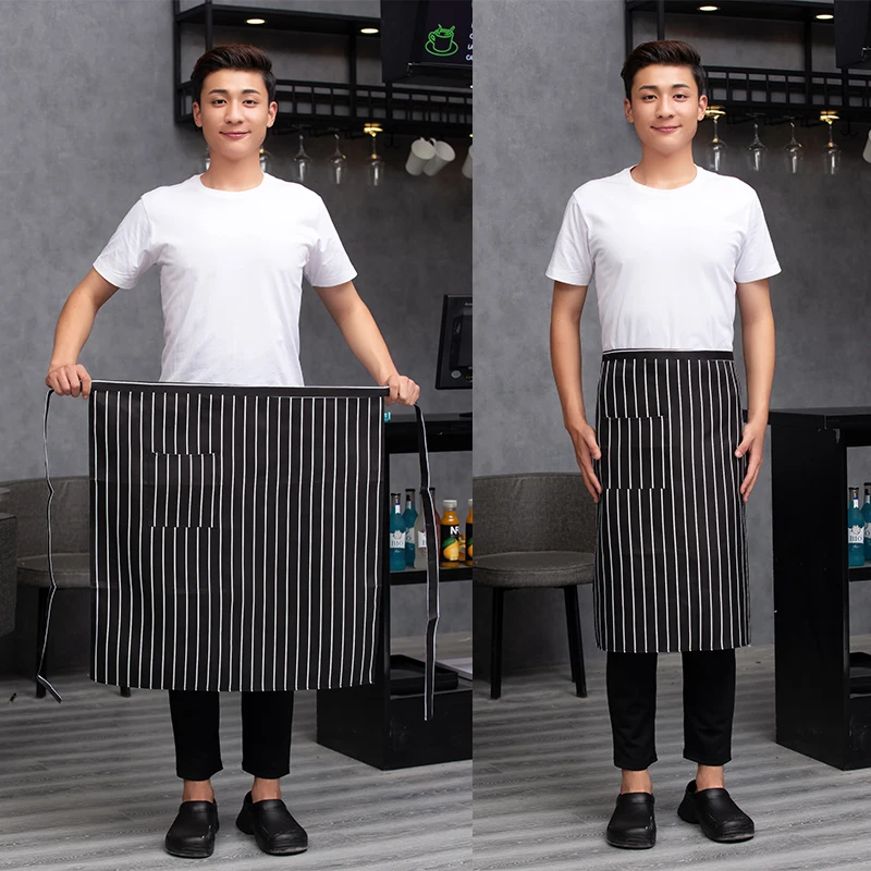 Catering Kitchen Apron for Women/Men With Pockets Work Mandil Cleaning Pinafore Restaurant  Chef Apron Shop Waiter Work Uniform