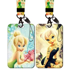 Portatarjetas Tinker Bell, correa para el cuello, cordón, llavero, clip retráctil, cubierta de tarjeta de identificación Peter Pan, cuerda para colgar, accesorios de cordón