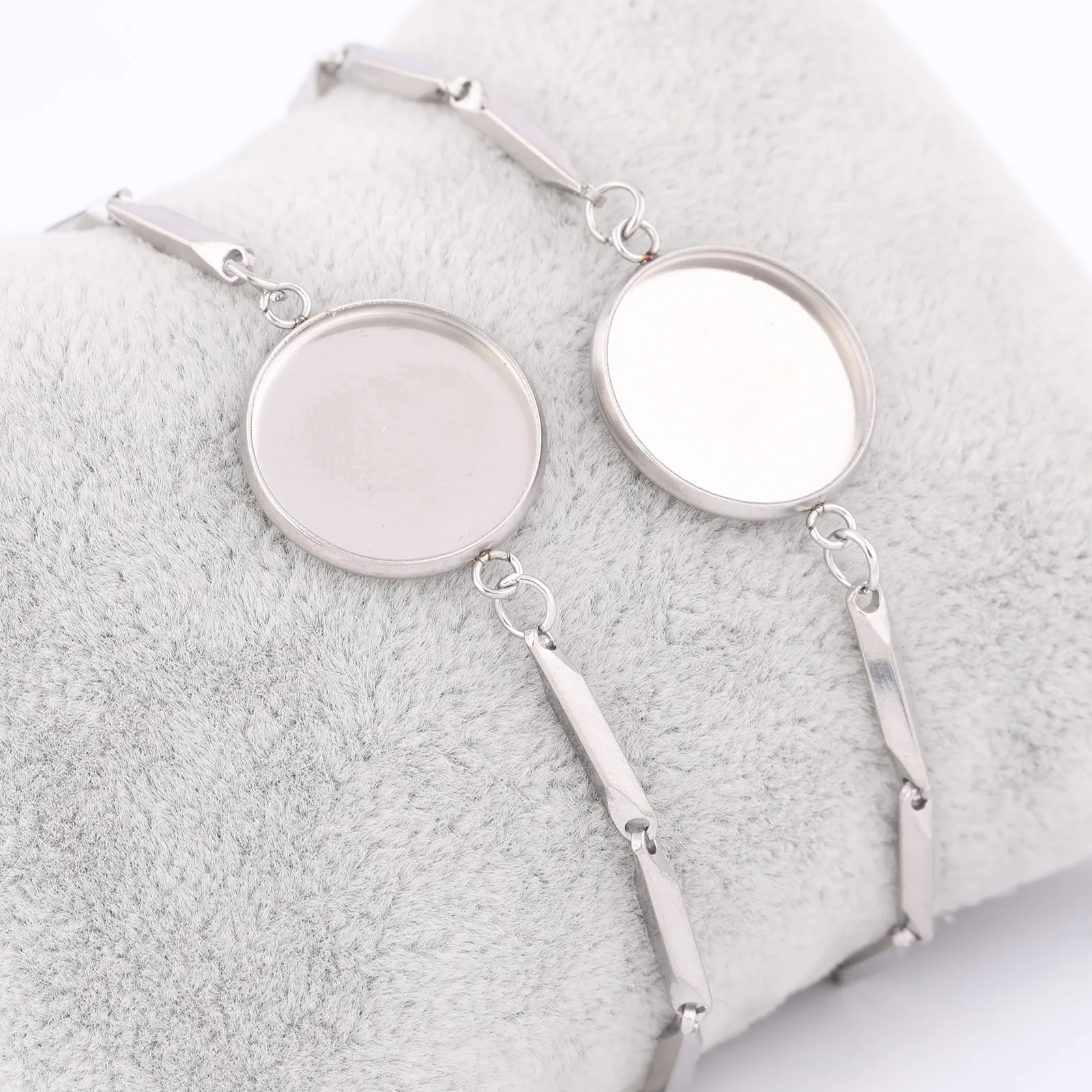 3pcs Stainless Steel Link Chain Bracelet Base Blanks Fit 16mm Cabochon Bracelets Setting Trays For Jewelry Making Supplies