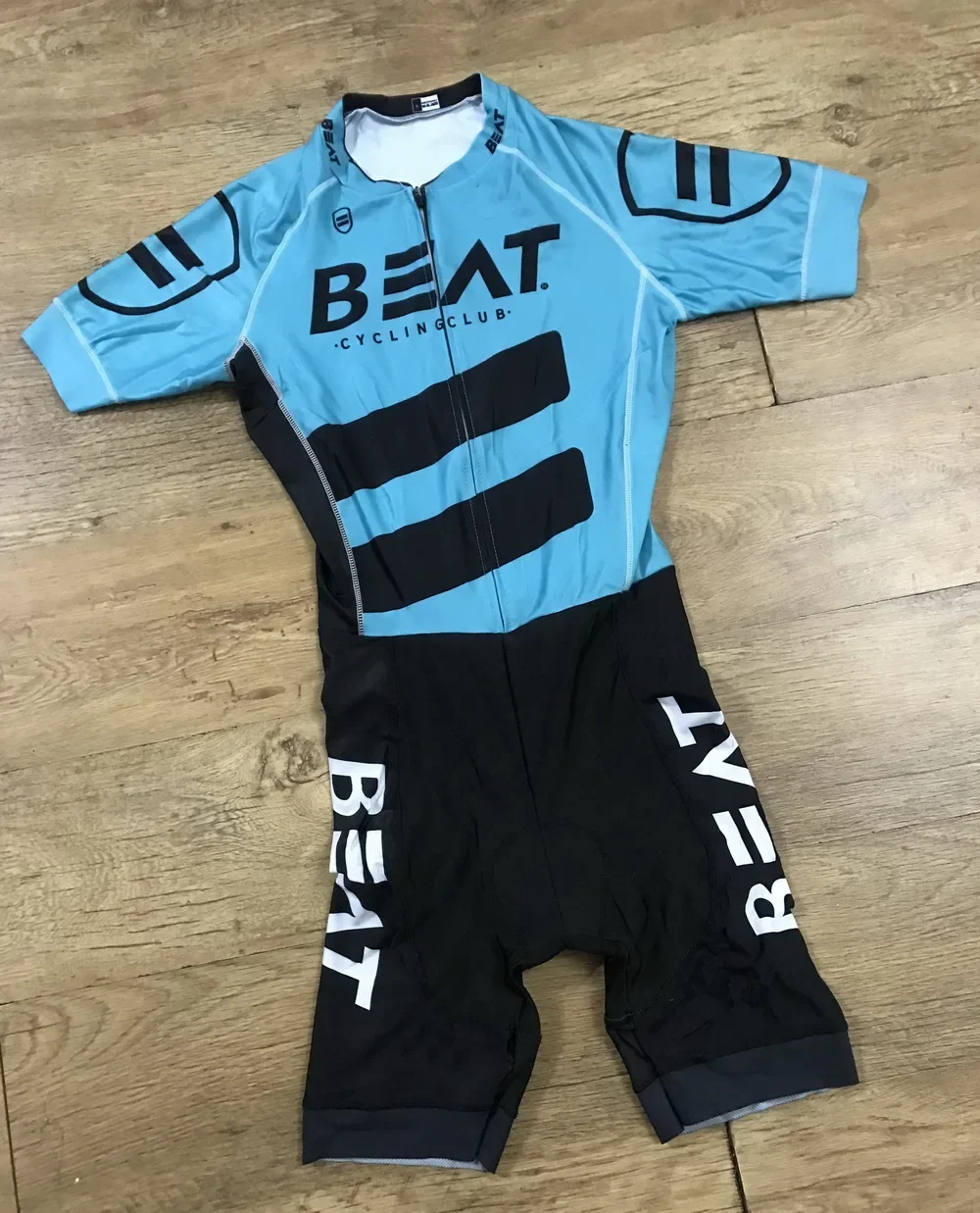 MEN'S CYCLING WEAR CYCLING JERSEY BODY SUIT SKINSUIT WITH LASER CUT 2020 BEAT CYCLING CLUB TEAM BLUE SIZE XS-4XL