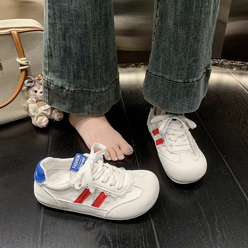 خريف جديد الموضة النسخة الكورية الاتجاه أحذية رياضية تنفس المطاط جلد المنخفضة أعلى عادية مريحة تنوعا الأحذية النسائية #2