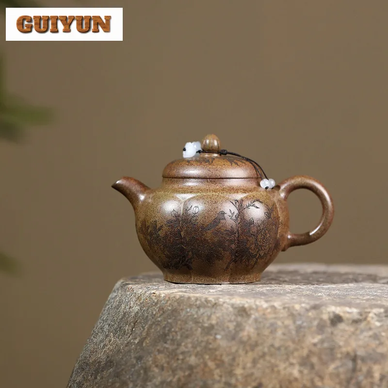 

290 мл Исин фиолетовые глиняные чайники ручной работы Malus Spectabilis горшок необработанная руда дрова агилавуд грязевой чайник с фильтром Zisha чайный сервиз