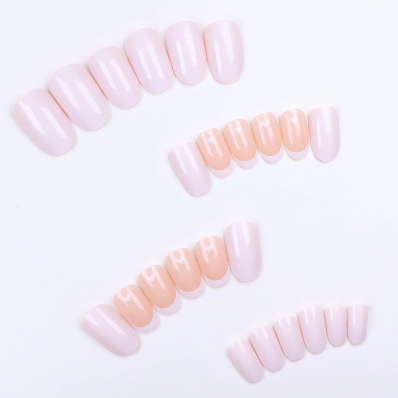 24 ชิ้นอัพเกรดลุคของคุณด้วยสีขาวฝรั่งเศสรูปหัวใจเล็บปลอมชุด 1 ชิ้นตะไบเล็บและ 1 เล็บกาวสติกเกอร์ชุดเล็บ