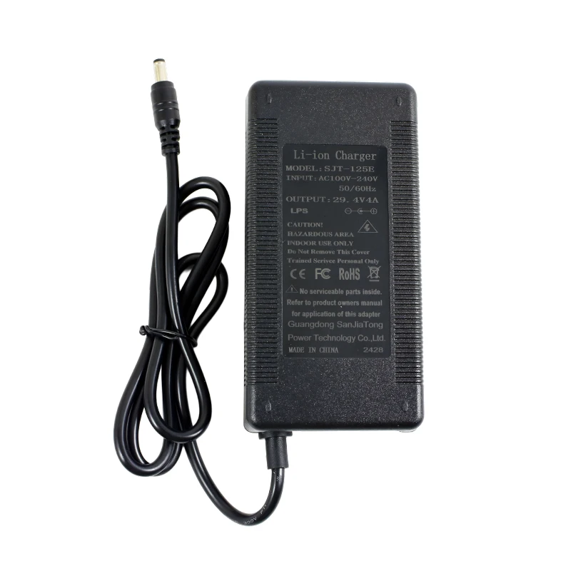 29.4V 4A Li-ion battery charger for 25.2V 25.9V 7 series lithium li-ion battery pack
