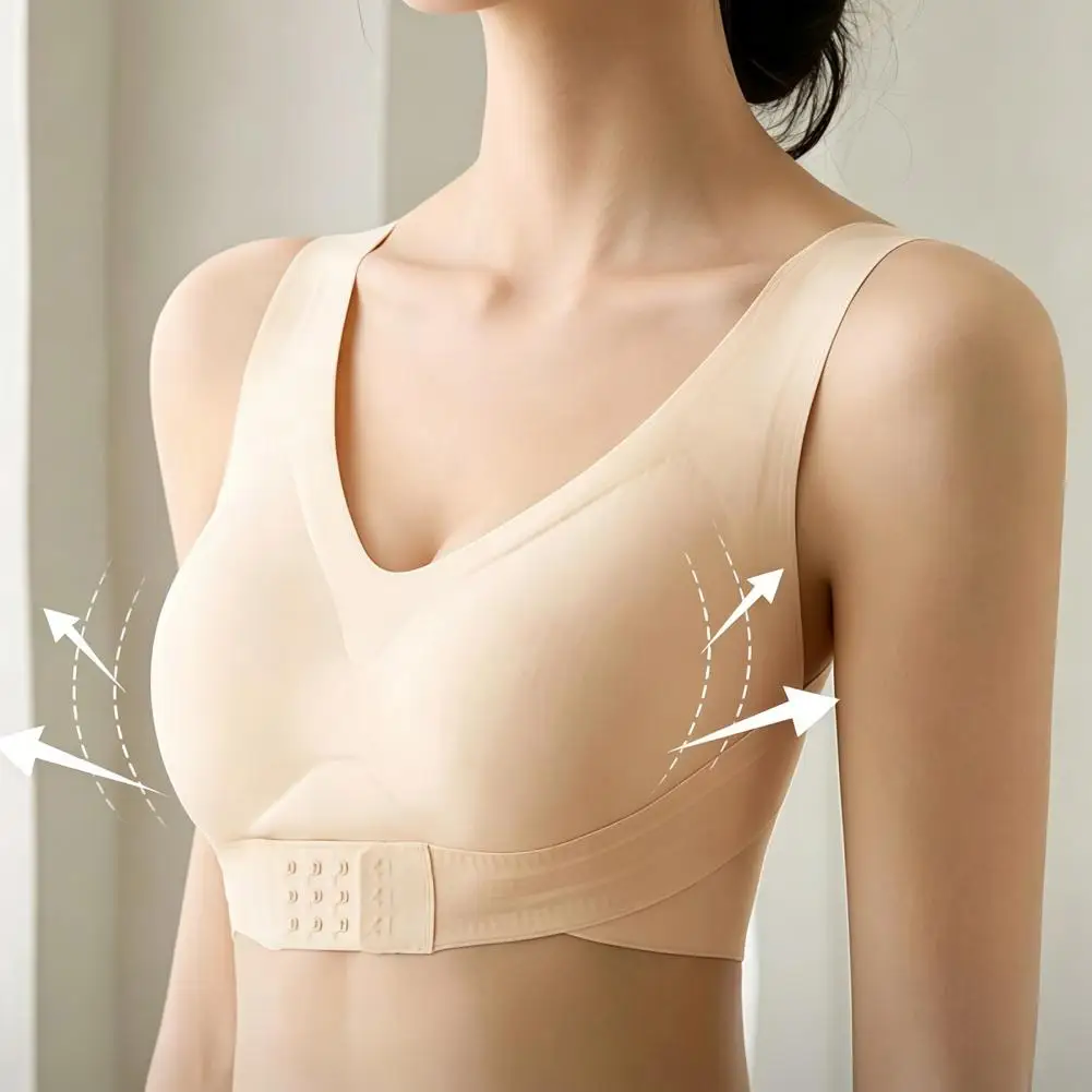 No Underwire T-Shirt Support Lift Bralette Push Push-Up Bra Womens Wireless Jelly Bra Seamless Full Coverage Supportive Bralette