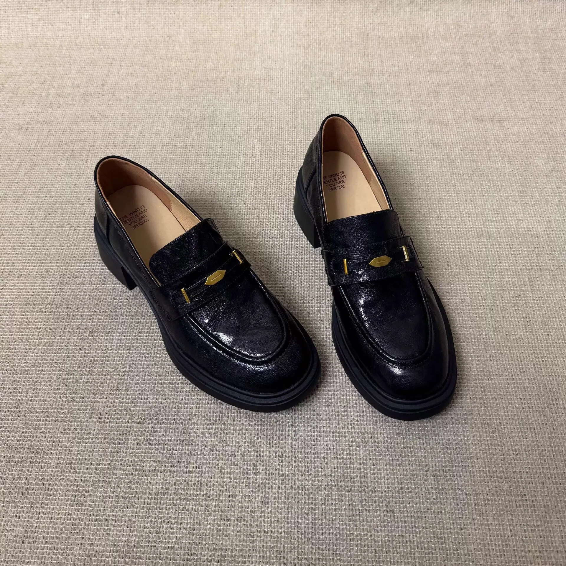 

Женские модные лоферы на платформе из натуральной кожи, ретро-стиль, массивный каблук, круглый носок, без застежек, удобная обувь