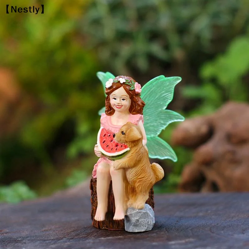 Funny Fairy Girl Statue, Fairy Garden Accessories, Resin Sculpture For Micro Landscape Flowerpot Lawn Yard Garden〔Nest〕