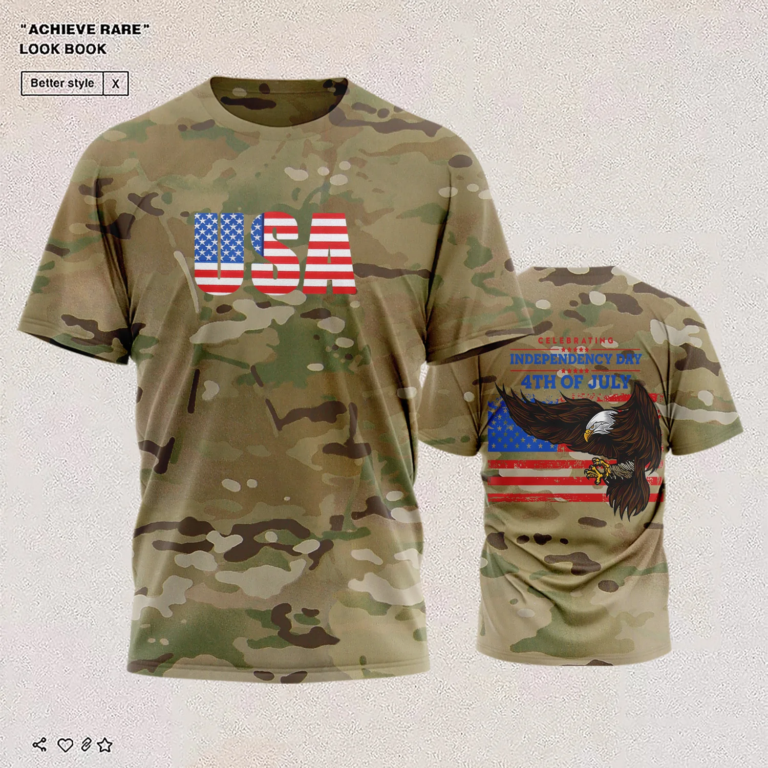 2023 New Summer Men's Big Short Sleeve Retro Explosive Popular Fashion American Flag 3d T-shirt Men's and Women's Casual Round N