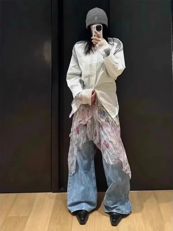 Jupe mi-longue amincissante taille haute, couleur tendance, ourlet irrégulier, imprimé Floral, Busin décontracté pour jeunes femmes