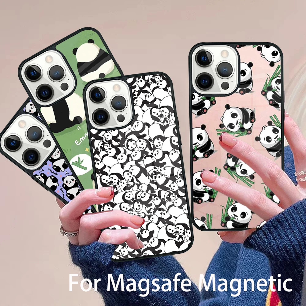 

China Panda Creative Hard Phone Case Magesafe Magnetic Wireless Charge Cover For IPhone 16 11 12 13 14 15 Pro Max Plus Mini